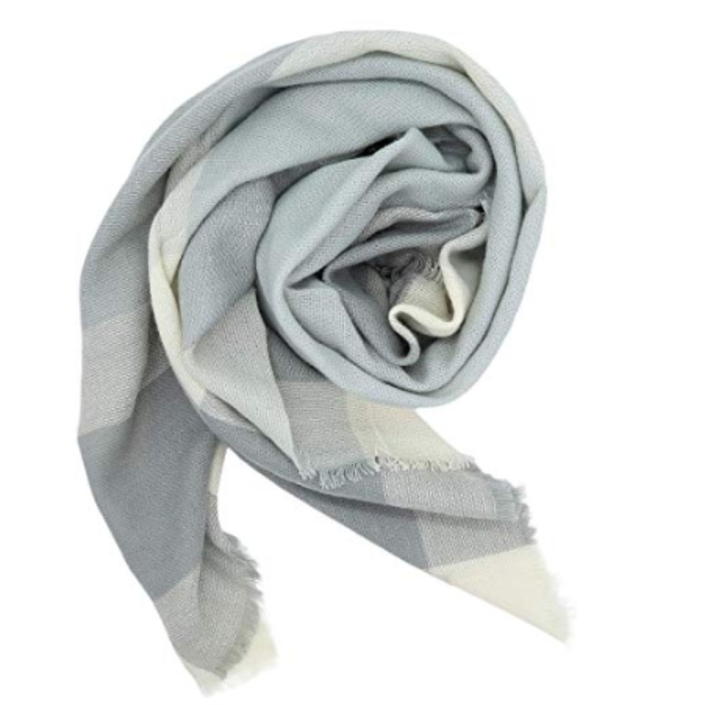 LAST ONE!! Grey/white fringed check blanket scarf - Picture 3 of 5